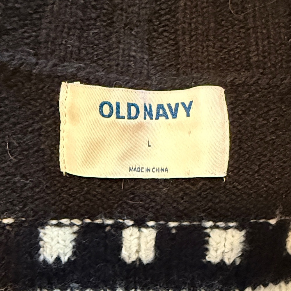 Old Navy Black & White Patterned Women's Cardigan Sweater with Belt - Picture 4 of 5